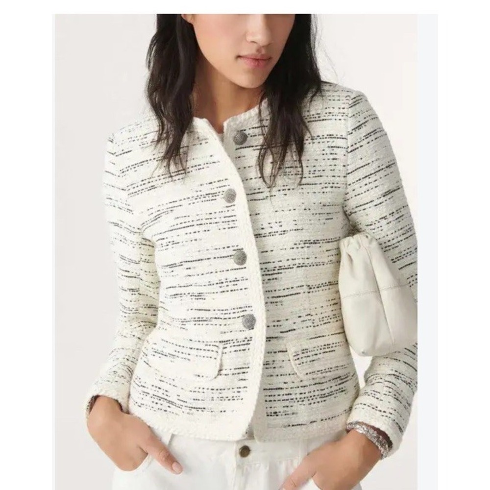 Ba&sh Roza Cardigan Sweater Jacket Tweed Size S US  4 Black & White